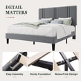 thumbnail image 6 of Amolife Queen Bed Frame, Platform Bed with Upholstered Velvet Adjustable Headboard, Wooden Slats, Easy Assembly, Grey, 6 of 8
