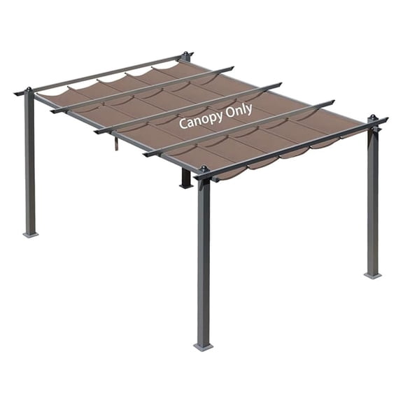 Replacement Adjustable Canopy, Retractable Shade for Pergola, UV Resistant and Fade-Resistant, Fits 10 x 13 ft, Brown