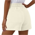 thumbnail image 5 of Women's Plus Size Comfy Elastic Waist Drawstring Loose Shorts, Soft Polyester Blend Fabric with Side Pockets, Casual Summer Lounge, Travel, Easy Care Relaxed | TruHer,Beige L, 5 of 6