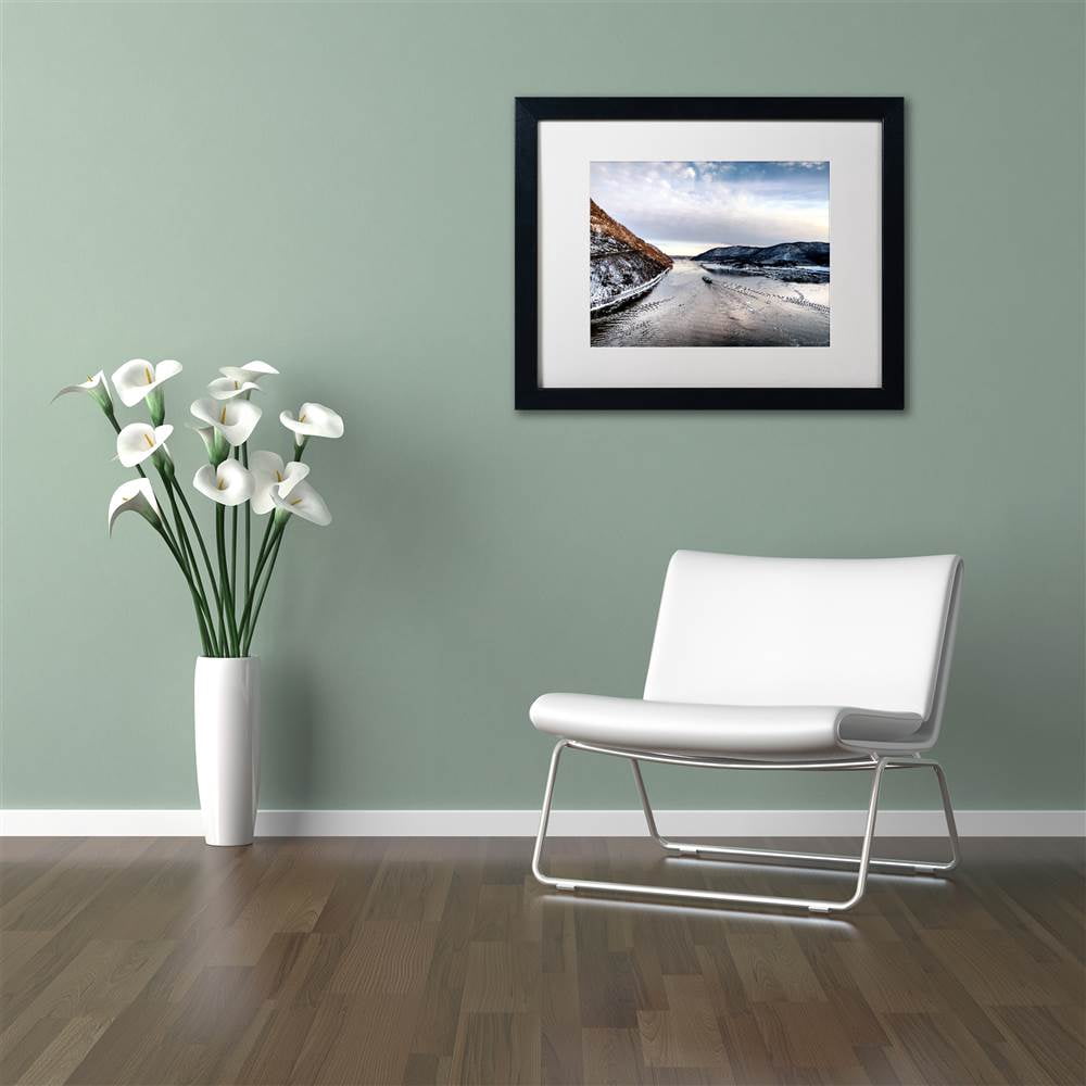 Trademark Fine Art "Hudson Valley" Canvas Art by David Ayash White Matte, Black Frame