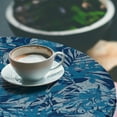 thumbnail image 3 of Ambesonne Aloha Fitted Round Tablecloth, Abstract Grunge Botany Leaves, 36"- 40" Diameter, Indigo and Sea Blue, 3 of 5