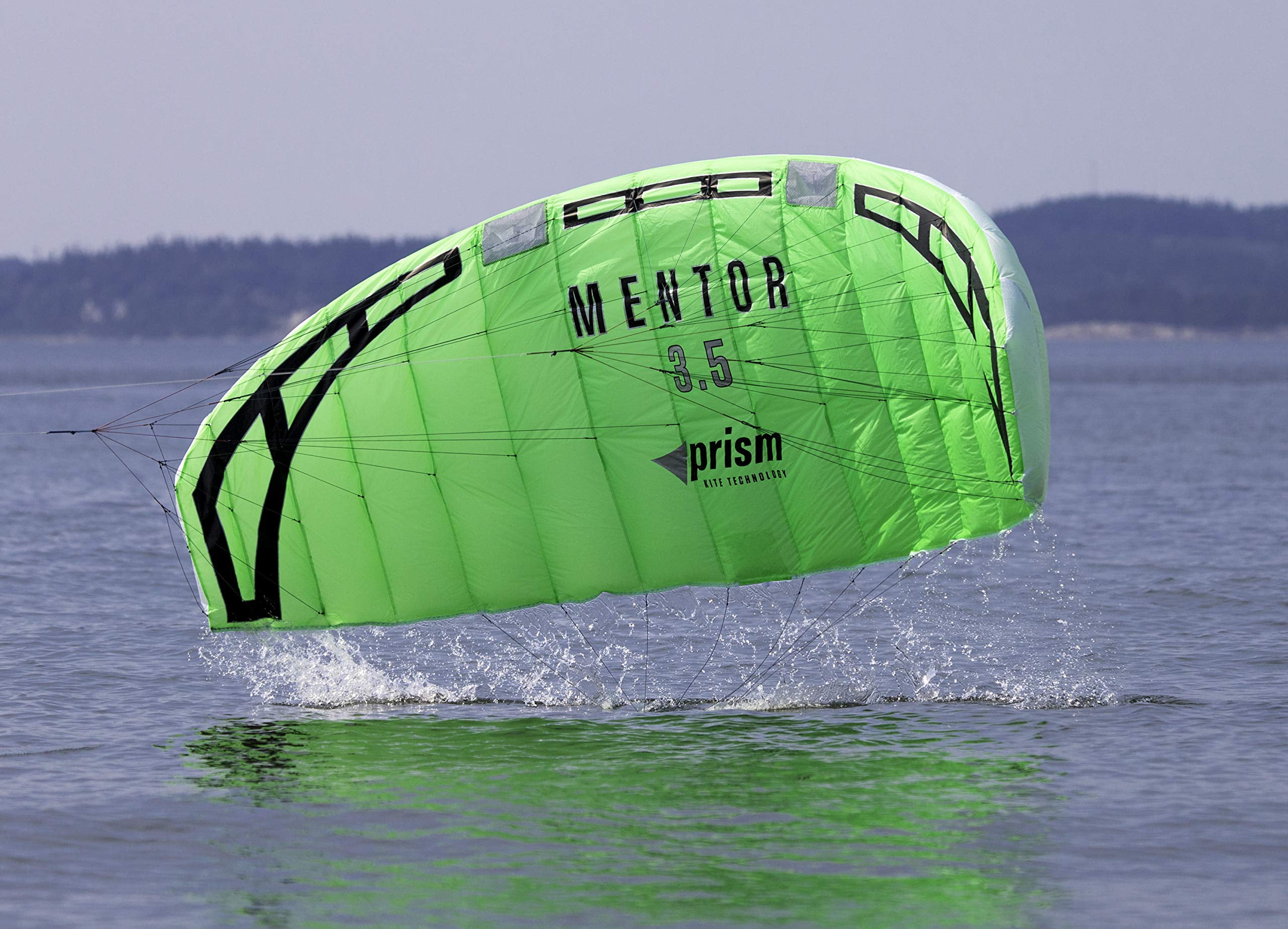 Prism Mentor 3.5m Water-relaunchable Three-line Power Kite Ready to Fly with Control bar, Ground Stake and Quick Release Safety Leash