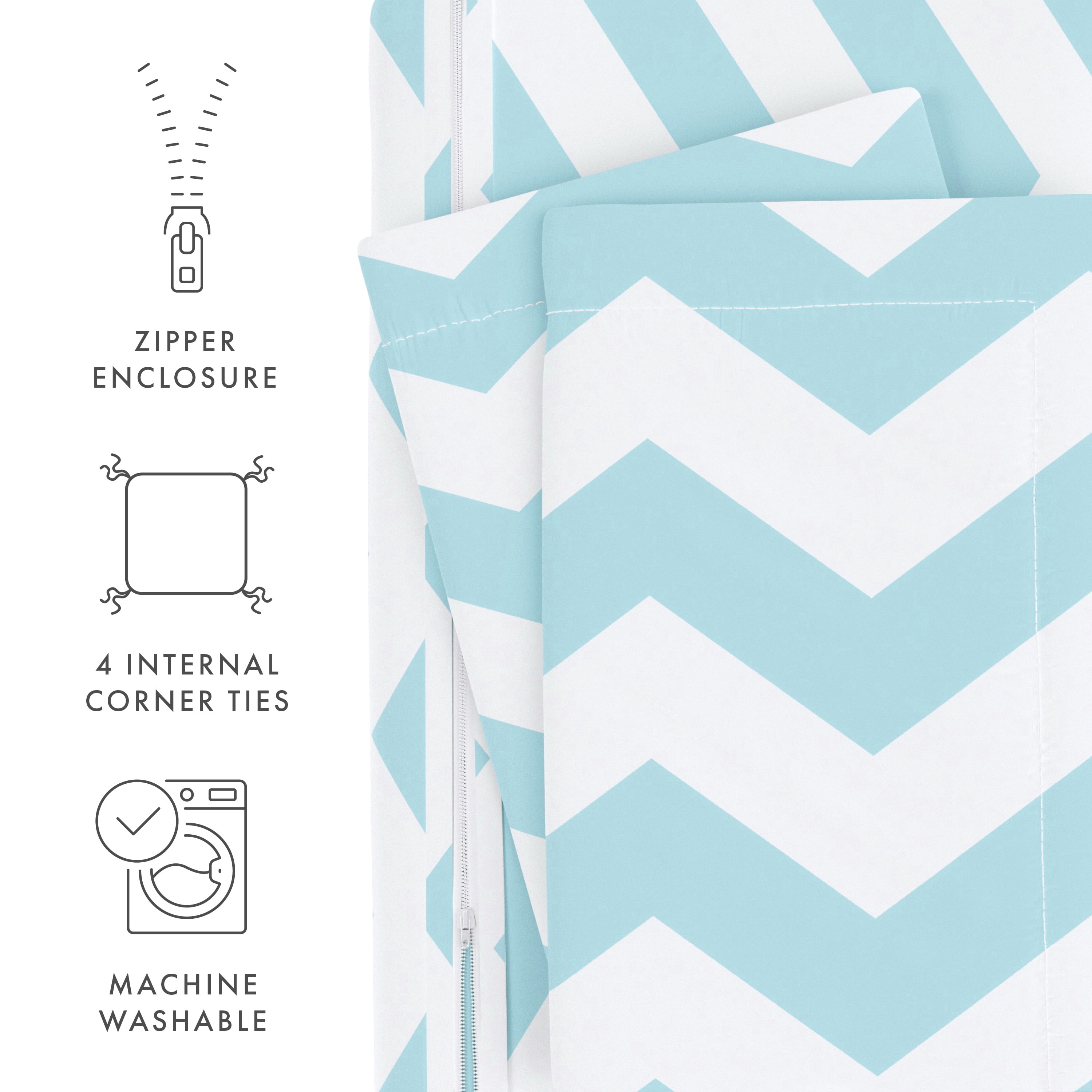 Noble Linens Turquoise Arrow Pattern Duvet Set 3-Piece Duvet Cover Set, Full/Queen