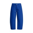thumbnail image 5 of Oiangi Women's Barrel Pants Button High Waisted Twill Dress Pant Fall Casual Business Ankle Trousers with Pockets Blue L, 5 of 7