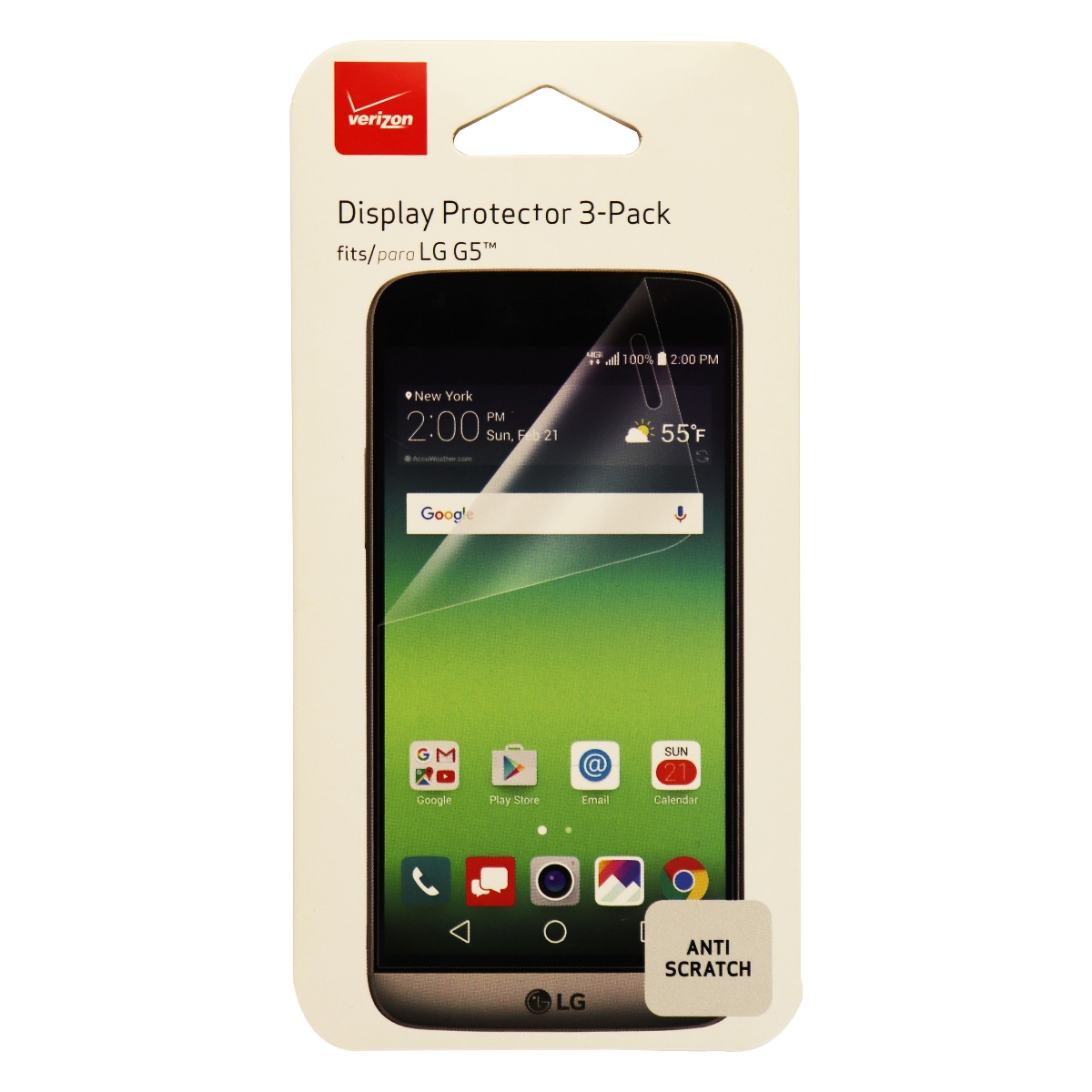 Verizon (3 Pack) of AntiScratch Screen Protectors for LG G5