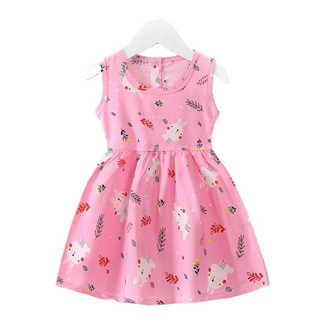 

Baby Cartoon Print Toddlers Sleeveless Princess Dress for Summer