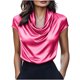 thumbnail image 1 of Camiseta de Manga Corta de Verano para las Mujeres Cuello de Vaca Color Sólido Casual, Camisetas de Manga Corta de las Mujeres Casual Elegante de Uso Diario, 1 of 7