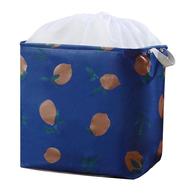 Bolsa de almacenamiento organizadora grande para ropa, almohada, manta, edredón, bolsa de embalaje, ahorra espacio, limón, 75L