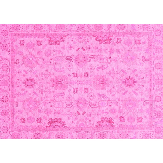 Ahgly Company Indoor Rectangle Oriental Pink Traditional Area Rugs, 7' x 10'