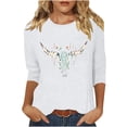 thumbnail image 2 of Qulqfy 3/4 Length Sleeve Women's T Shirts Causal Loose-Fitting Scoop Neck Tunic Vacation Basics Dressy Raglan Tops for Women Trendy 2XL, 2 of 4