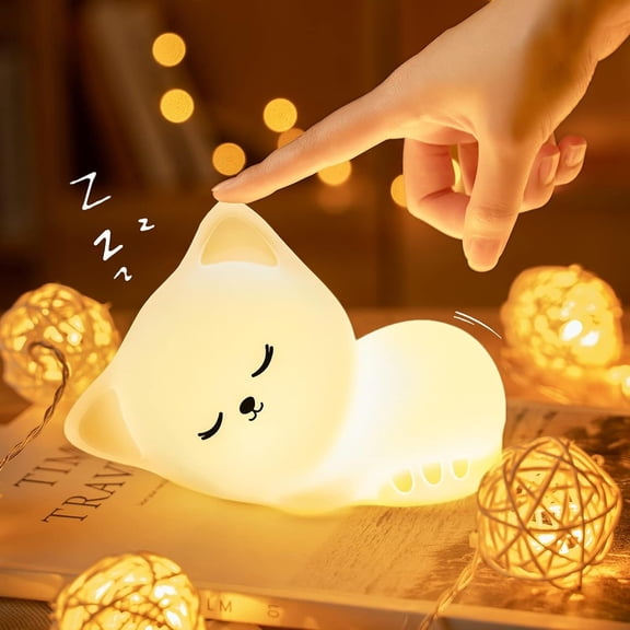 Night Light for Kids,16 Colors Cat Lamp Cute Lamp,Dimmable Baby Night Lights for Nursery,Silicone Recharable Nightlight for Kids Room,Kawaii Room Decor,Cat Gifts for Girls Gift for 3-6 Year Old Girl