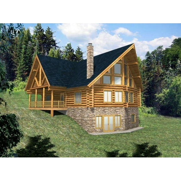 001-1034: Log Cabin 3 Bed, 2 Bath Luxury Home Plan, 2263 Sq Ft: Full Blueprints with License to Build by Home Plan Marketplace - Lesuto