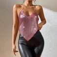 thumbnail image 2 of Laqbezok Women's Backless Sequin Halter Top, Handkerchief Hem Metallic Cami, Sexy Party Rave Night Out Outfit, 2 of 5