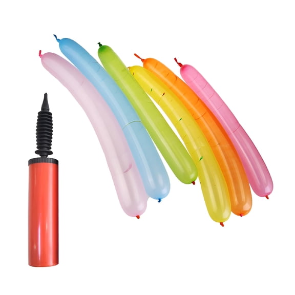 BESTSKY 100Pcs Balloons with Pump Party Favor Supplies Long Balloon (Random Color and Style)