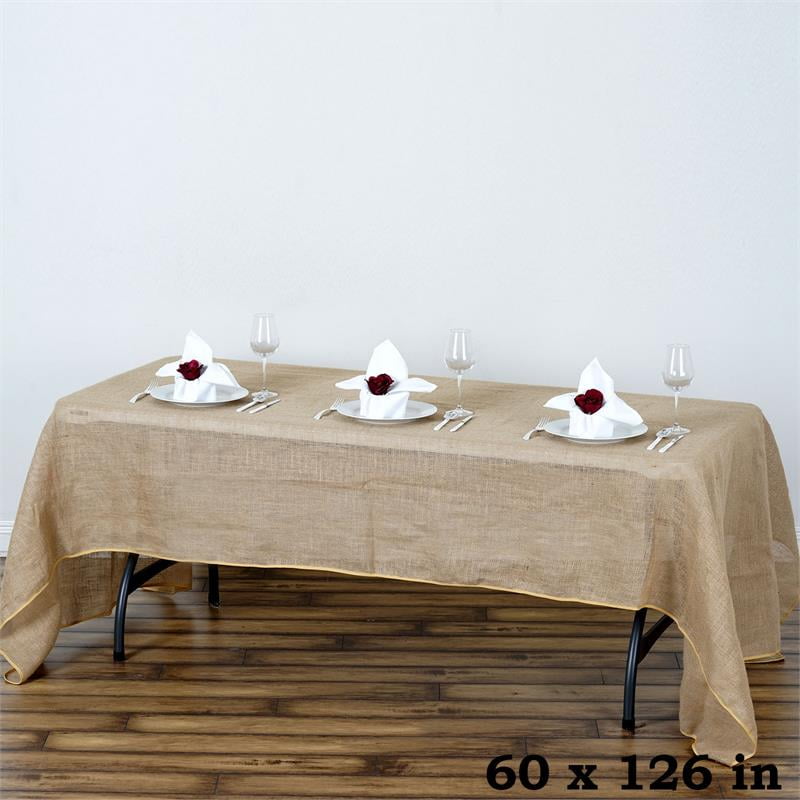 5 Burlap Tablecloths 90 inch Round Premium Natural Refined Jute Wedding Overlays