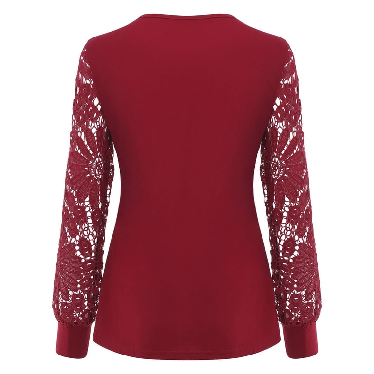 Women Summer Tops Women Summer Trendy Sexy See Through Lace Long Long Sleeve Shirt V Neck Casual Fitted Tunic Clothes Tops Shirt Tall Hugging Tee Sleeve Sports Shoulder Top Red 2XL - Women Summer Tops Women Summer Trendy Sexy See Through Lace Long Long Sleeve Shirt V Neck Casual Fitted Tunic Clothes Tops Shirt Tall Hugging Tee Sleeve Sports Shoulder Top Red 2XL -