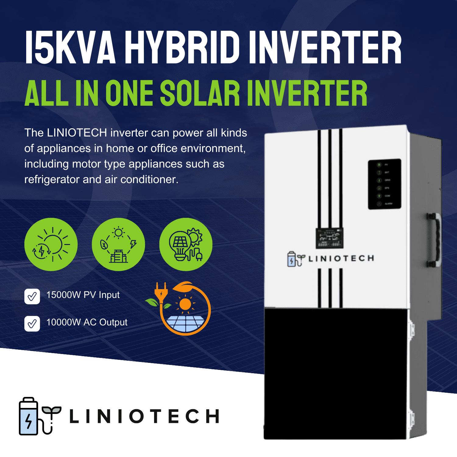 LINIOTECH LNT10K0228UL 15000-Watt Continuous Power Inverter with Power Reserve