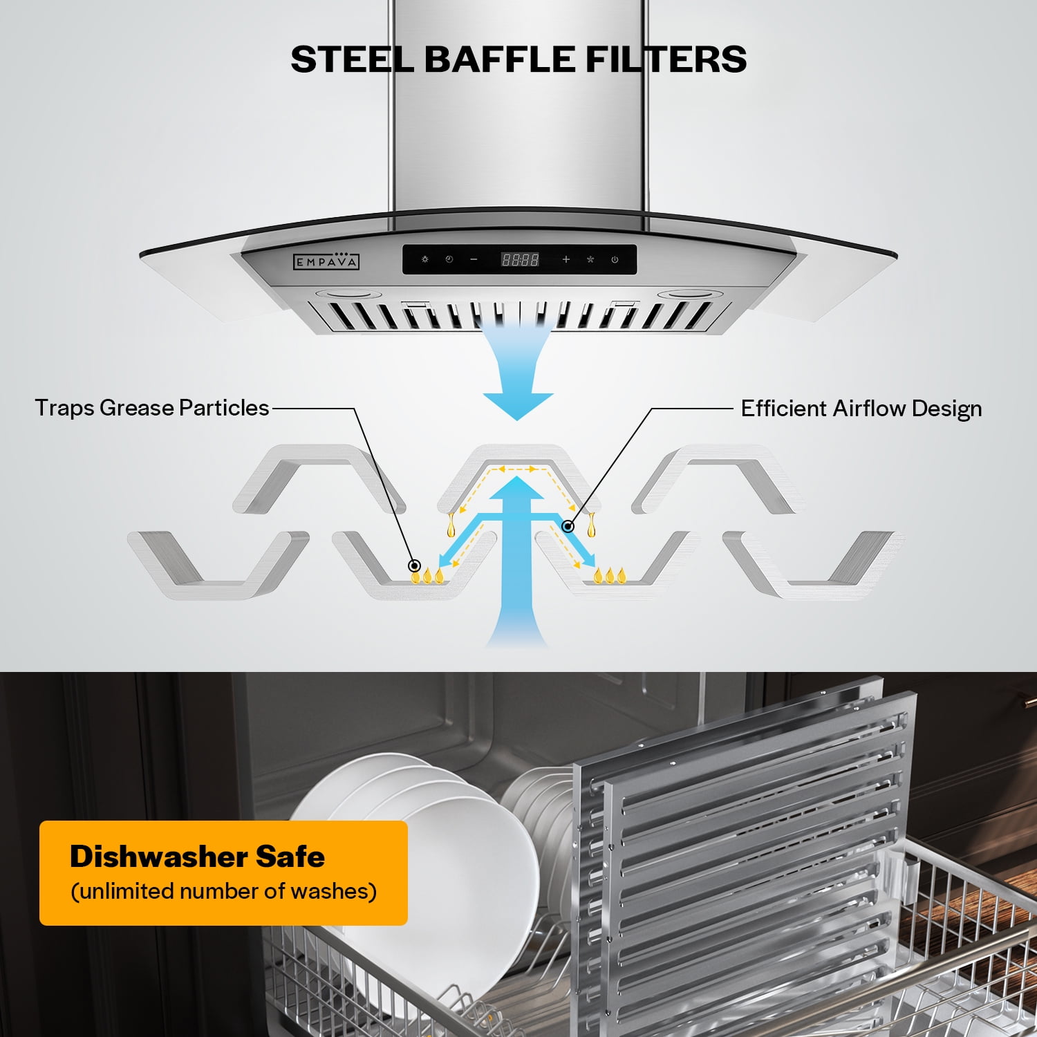 30 in. 400 CFM Ducted Kitchen Glass Wall Mount Range Hood in Stainless Steel