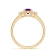 thumbnail image 2 of ANGARA Natural Solitaire Oval Amethyst Ring with Trio Diamond Accents in 14K Yellow Gold for Women (Size-7x5mm) | February Birthstone, Anniversary, Jewelry Gift for Women | Natural Amethyst Ring, 2 of 9