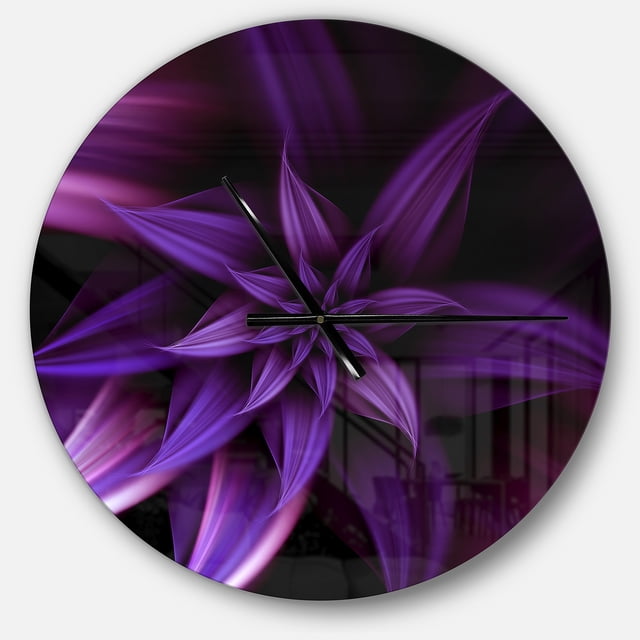 DesignArt Fractal Flower Purple Large Wall Clock