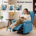 thumbnail image 6 of GEEYOO Swivel Rocker Recliner Chair for Adults,360°Swivel Nursery Recliner with Side Pockets,Small Recliner Chair for Small Spaces for Living Room,Linen,Blue, 6 of 7