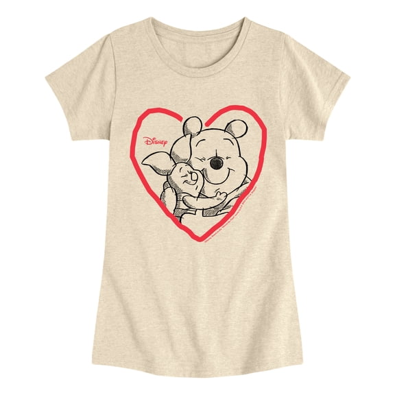 Winnie the Pooh - Pooh and Piglet Heart - Youth Girls Fitted Short Sleeve T-Shirt