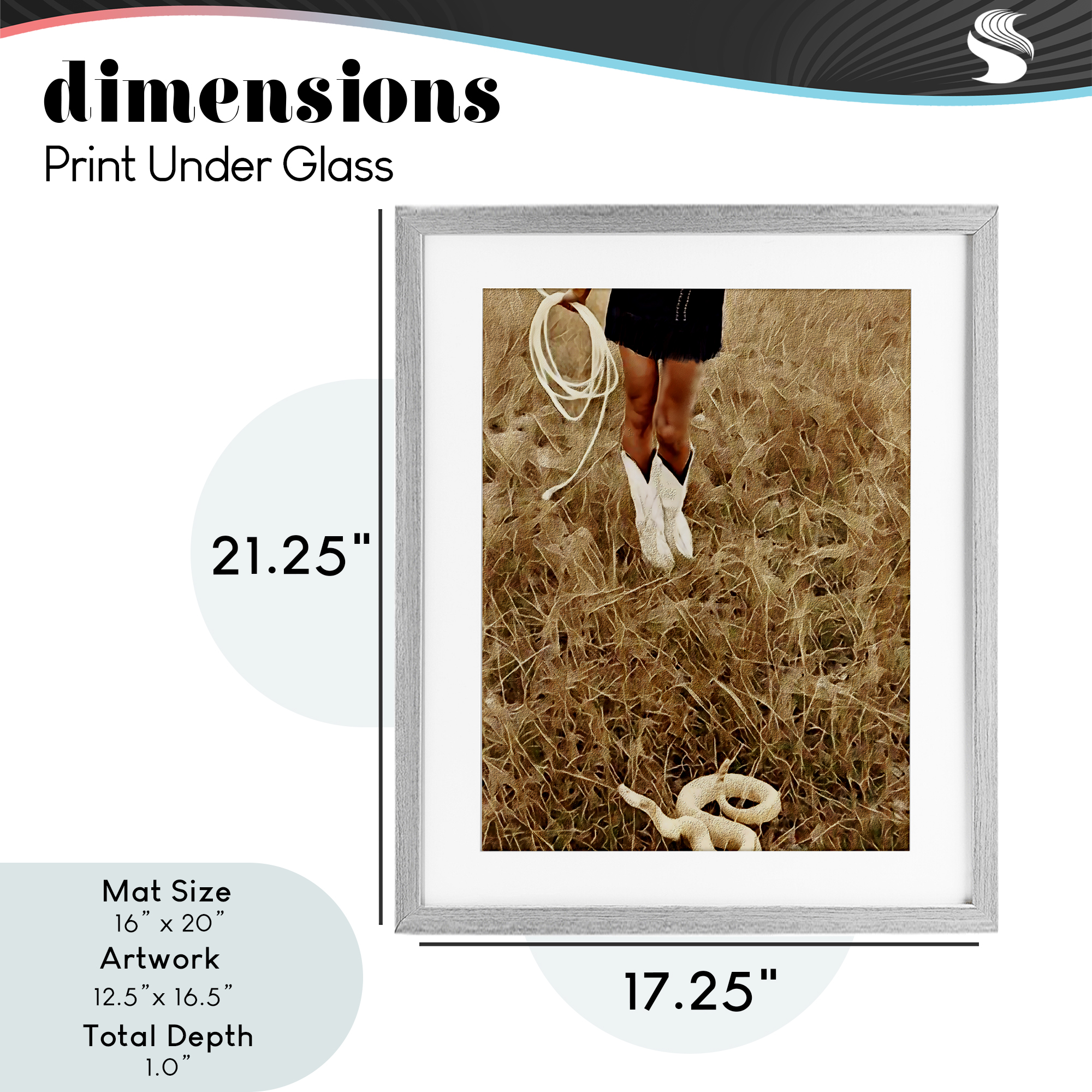 With Her Lasso & Snake Gray Framed Print Under Glass, design by Jesse Keith