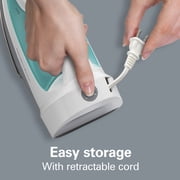 Hamilton Beach Steam Iron for Clothes with Stainless Steel Soleplate, Retractable Cord & Auto Shut-Off, 1200 W, White