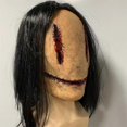 thumbnail image 2 of Smiley Face Serial Killer Scary Mask Latex Full Head Horror Movie Mask Halloween Cosplay Props, 2 of 5