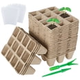 thumbnail image 1 of 12/24pcs Seedlings Starter Trays with 12/24pcs Plant Labels Biodegradable Peat, 1 of 12