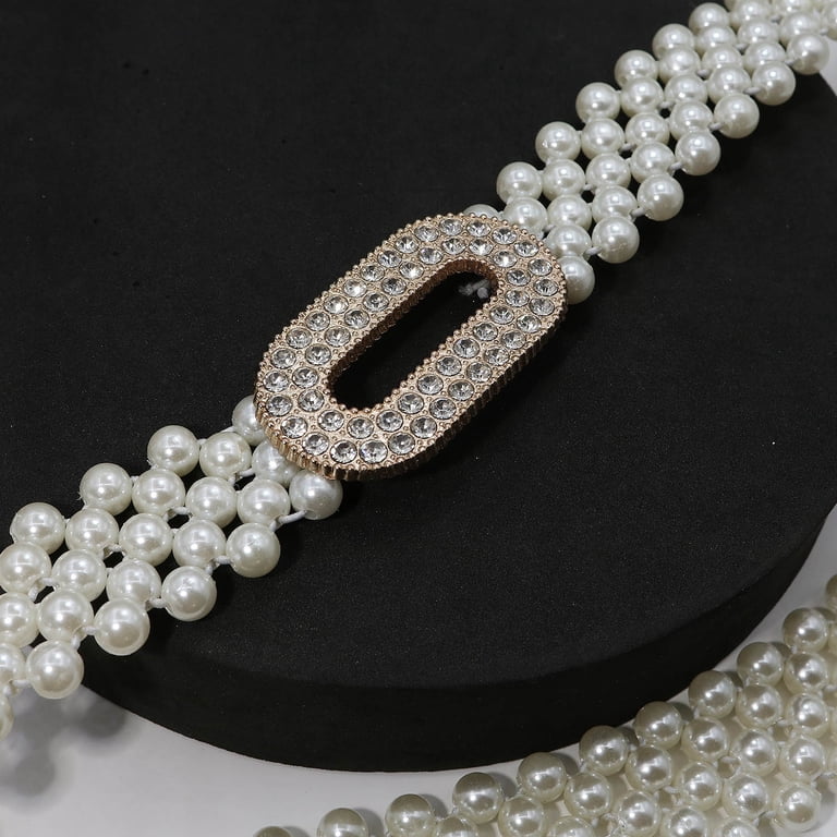 Rhinestone Bukle Pearl Elastic Belt Rhinestone Bukle Pearl Elastic Belt | eBay main image 3