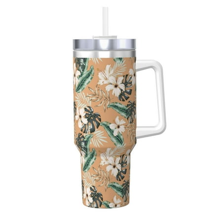 

Ocsxa Tropical Leaves Flower Print 40oz Stainless Steel Vacuum Insulated Tumbler Car Cup Coffee Mug with Spillproof Lid Keep Your Drink Hot or Cold on the Go