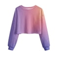 thumbnail image 5 of Feancey Women's Fall Cropped Tops Oversized Crop Crewneck Sweatshirt Women Gradient Color Drop Shoulder Long Sleeve Pullover Fall Fashion Clothes Holiday Gifts Watermelon Red XL, 5 of 5