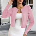 thumbnail image 2 of LEKODE Womens Casual Crew Neck Button Down Knit Cardigan Lightweight Long Sleeve Thin Soft Cropped Outer Top B S, 2 of 5