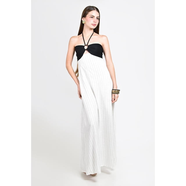 Vestido largo bicolor Roman Fashion /Juvenil, 06620 (Blanco) blanco CH