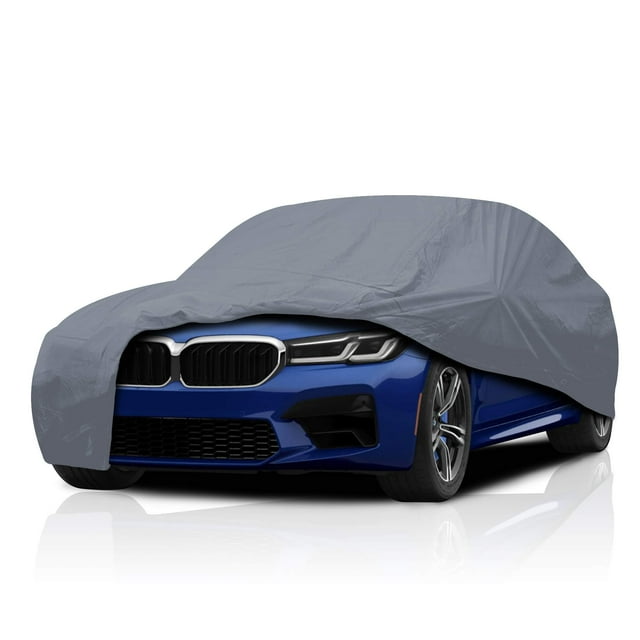 5 Layer Car Cover for Cadillac XTS 2013 2014 2015 2016-2019 Sedan 4-Door Semi Custom Fit Full Coverage Heavy Duty All Weather Protection Breathable Dust Wind Shield