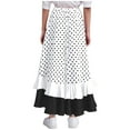 thumbnail image 2 of Doomiva Kids Girls Polka Dots Layered Ruffle Flamenco Skirt Spanish Folklorico Gypsy Full Circle Belly Dance Skirt White 6, 2 of 6