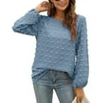 thumbnail image 2 of Fantaslook Blouses for Women Crewneck Long Sleeve Tops Chiffon Pom Pom Shirts Fall Casual, 2 of 8