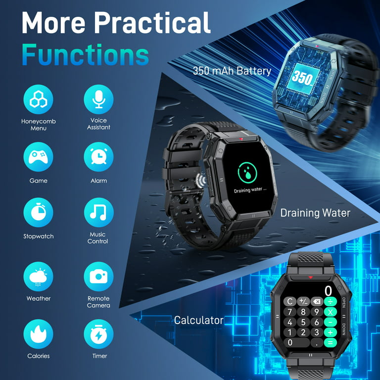 EIGIIS Smart Watch for Men 1.43 Inch AMOLED Always On Display Big Screen  Smart Watch with Text and Call Fitness Watch with Heart Rate Sleep Monitor  Pedometer Smartwatch for iPhone Andorid Phones 