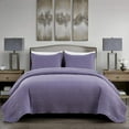 thumbnail image 3 of Chezmoi Collection Kingston Queen Size Bedspread Set, 3-Piece Dusty Purple Oversized Quilted Microfiber Lightweight Bedspread Coverlet (100"x106"), 3 of 9