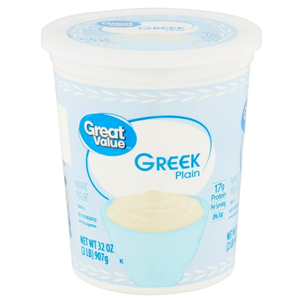 Great Value Greek Plain Nonfat Yogurt, 32 oz