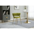 thumbnail image 4 of Woven Dining Chairs Set of 2, Velvet Upholstered Dining Chairs with Gold Metal Legs, Modern Accent Chairs for Living Room, Dining Room, Kitchen(Green), 4 of 7