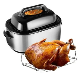 24 Quart Electric Roaster Oven Stainless Steel Roaster Pan With Self Basting Lid Removable Insert Pot White Walmart