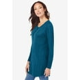 thumbnail image 2 of Roaman's Women's Plus Size Drop Needle Henley Lightweight Sweater Knit, 2 of 4