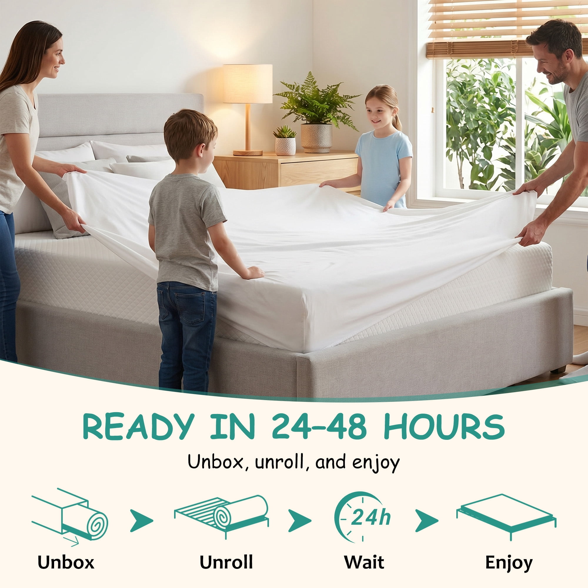 8 inches Twin XL Mattress,Memory Foam Mattress Bed in a Box with Cooling Green Tea Gel, Medium Firm Support