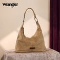 thumbnail image 3 of Wrangler Suede Hobo Purse for Women Embossed Soft Slouchy Shoulder Bag 2Pcs Set, Khaki, 3 of 7