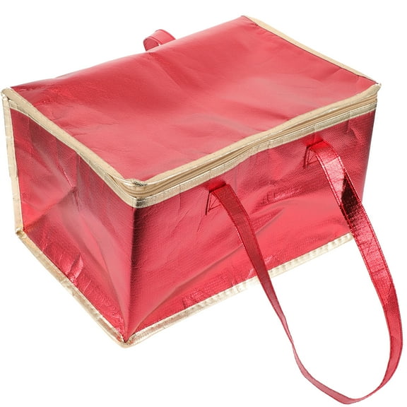 Decorative Insulated Bag with Zipper Delivery Bags Cooler Casserole Tote Shopping Red
