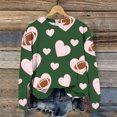 thumbnail image 7 of Women Rugby Football Print Crew Neck Sweatshirt Long Sleeve Loose Pullover Top Fashion Casual Loungewear Shirt for Home & Spring Autumn Daily Streetwear S-5XL Green, 7 of 7