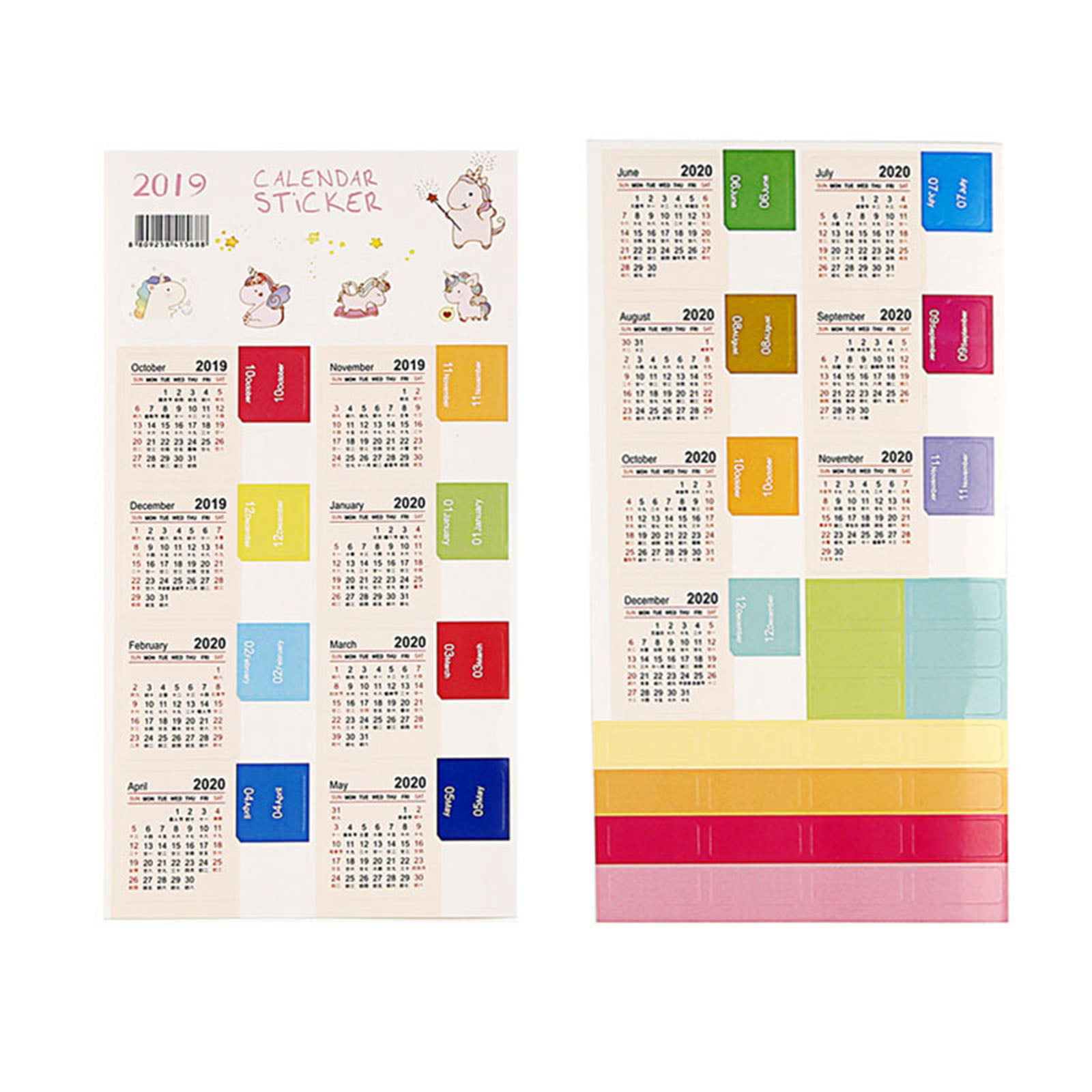 2 Set 2020 Calendar Index Notebooks Annual Planner Schedule Stickers Labels DIY
