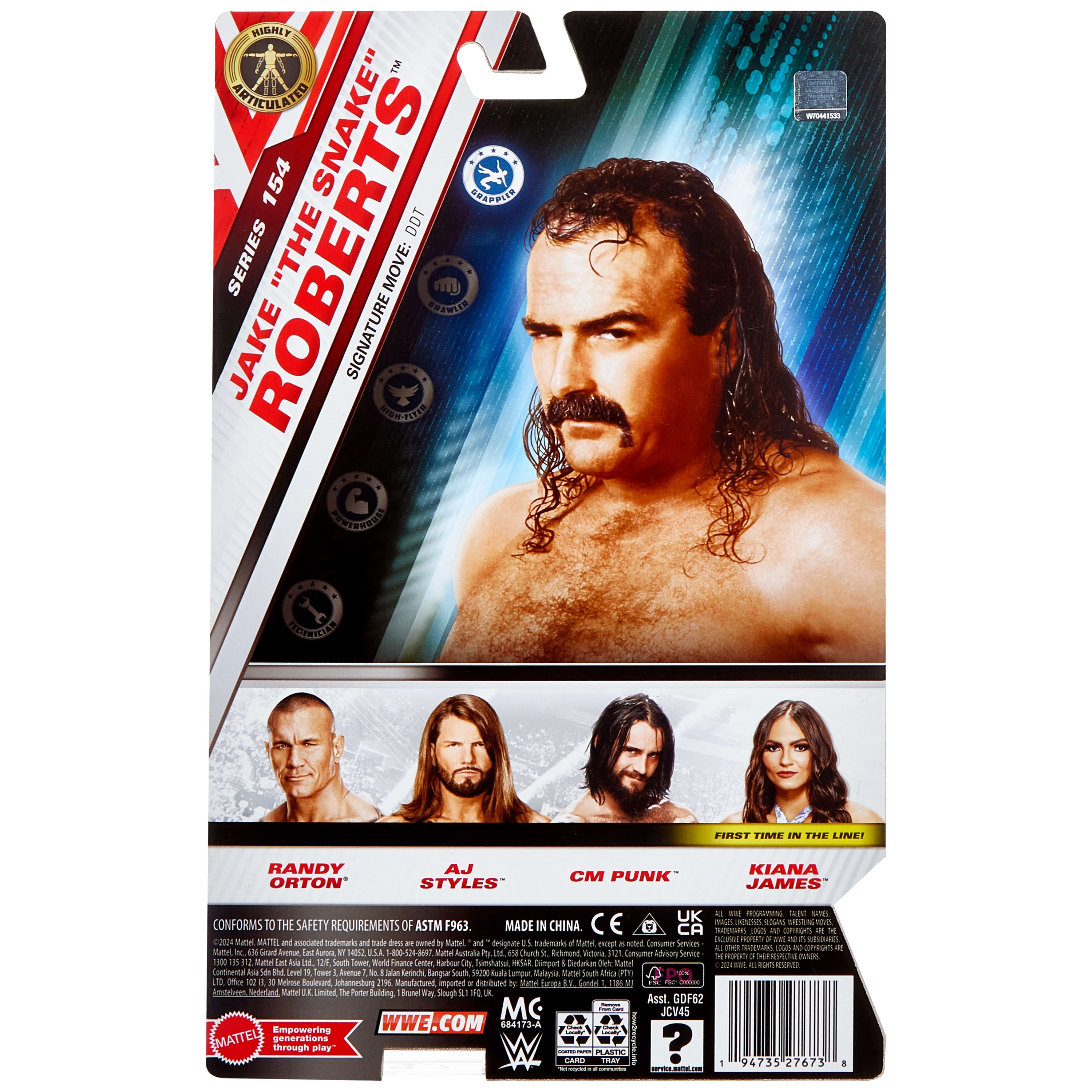 Figurine d’action WWE Jake Roberts, Main Event Series #154 Superstar de collection 6 pouces avec articulation